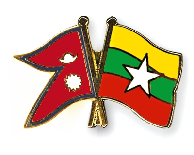 Fahnen Pins Nepal Myanmar