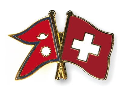 Fahnen Pins Nepal Schweiz