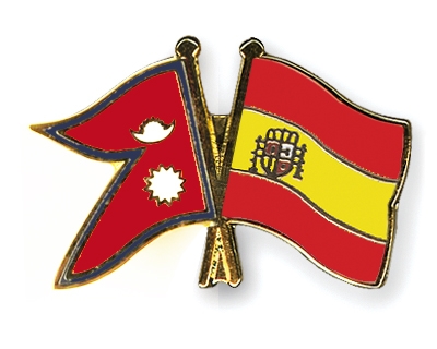 Fahnen Pins Nepal Spanien
