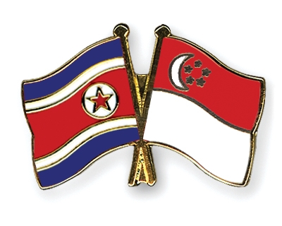 Fahnen Pins Nordkorea Singapur