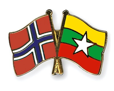 Fahnen Pins Norwegen Myanmar