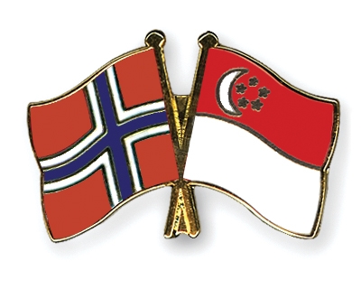 Fahnen Pins Norwegen Singapur