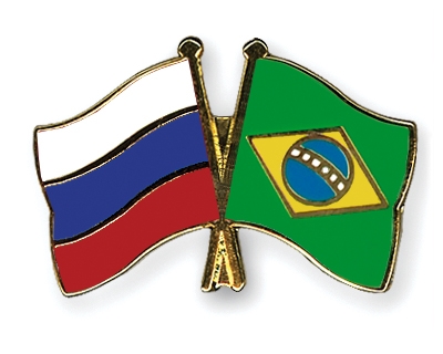 Fahnen Pins Russland Brasilien