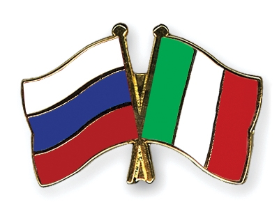 Fahnen Pins Russland Italien