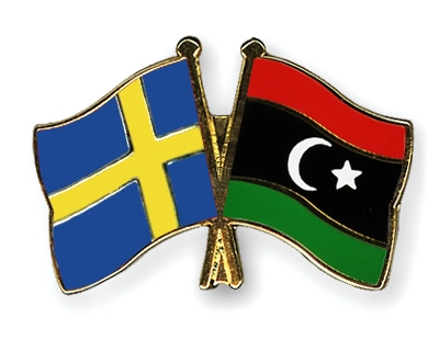 Fahnen Pins Schweden Libyen