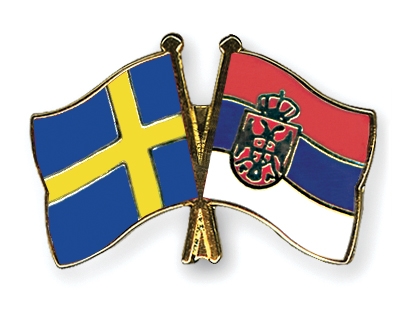 Fahnen Pins Schweden Serbien