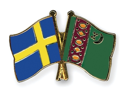 Fahnen Pins Schweden Turkmenistan