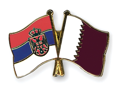 Fahnen Pins Serbien Katar