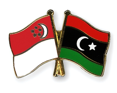Fahnen Pins Singapur Libyen