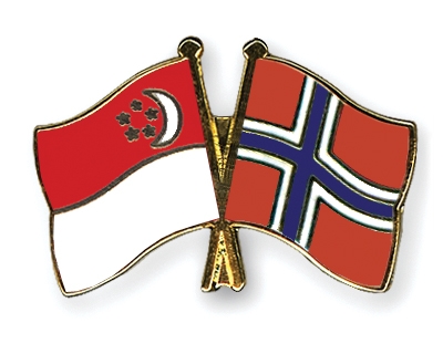 Fahnen Pins Singapur Norwegen