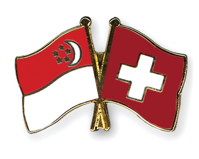 Fahnen Pins Singapur Schweiz