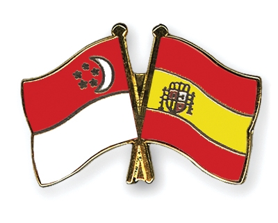 Fahnen Pins Singapur Spanien