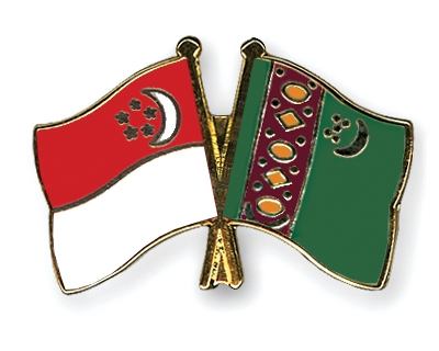 Fahnen Pins Singapur Turkmenistan