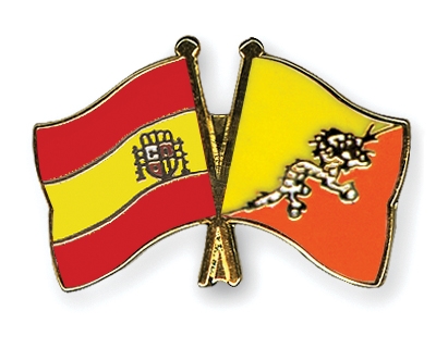 Fahnen Pins Spanien Bhutan