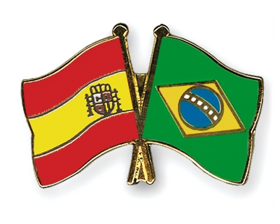 Fahnen Pins Spanien Brasilien