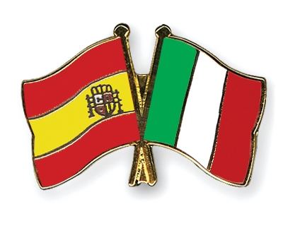 Fahnen Pins Spanien Italien