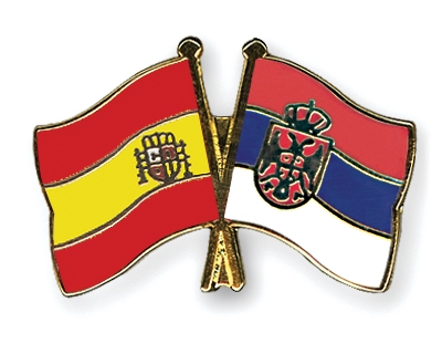 Fahnen Pins Spanien Serbien