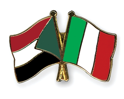 Fahnen Pins Sudan Italien