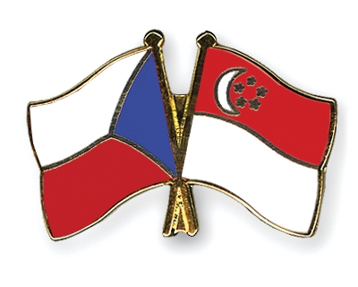 Fahnen Pins Tschechische-Republik Singapur