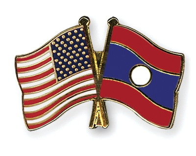Fahnen Pins USA Laos