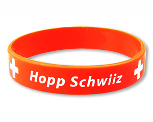Silikonarmband "Hopp Suisse - Hopp Schwiiz - Forza Svizzera"