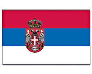 Fahne Serbien mit Wappen 90 x 150