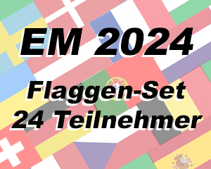 Fahnen-Set Fussball EM 2024: 24 Fahnen 90 x 150 cm